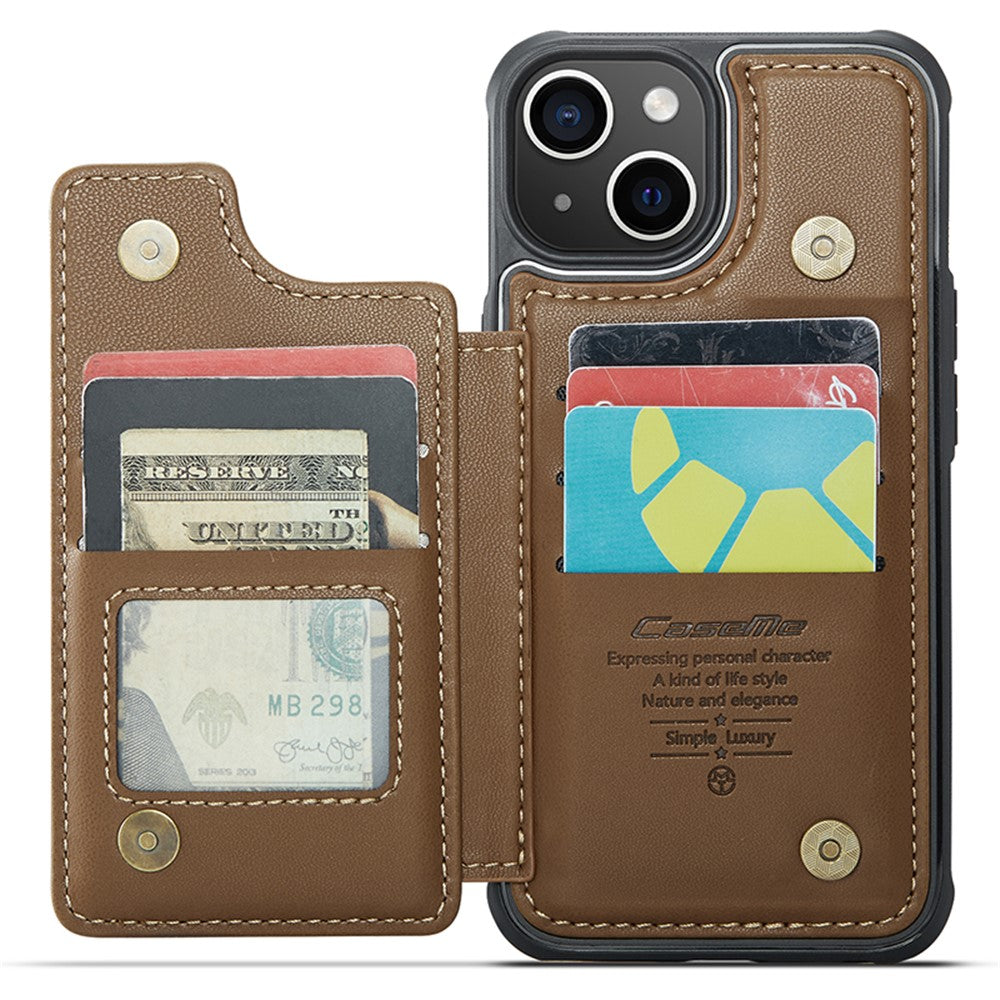 For iPhone 15 Plus Phone Case CASEME C22 Leather Back Cover with RFID Blocking Card Slots