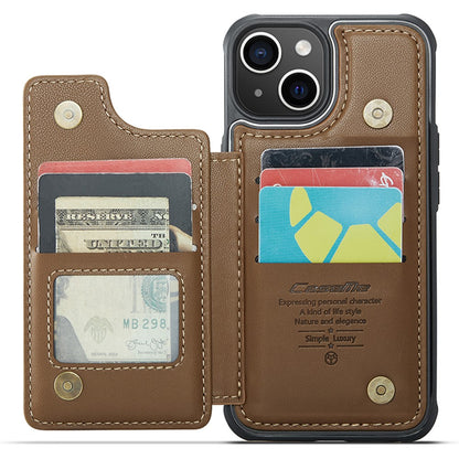 For iPhone 15 Plus Phone Case CASEME C22 Leather Back Cover with RFID Blocking Card Slots