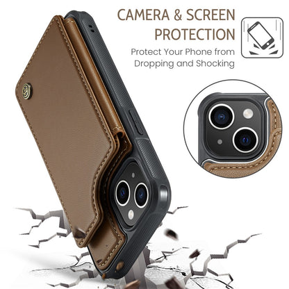 For iPhone 15 Plus Phone Case CASEME C22 Leather Back Cover with RFID Blocking Card Slots