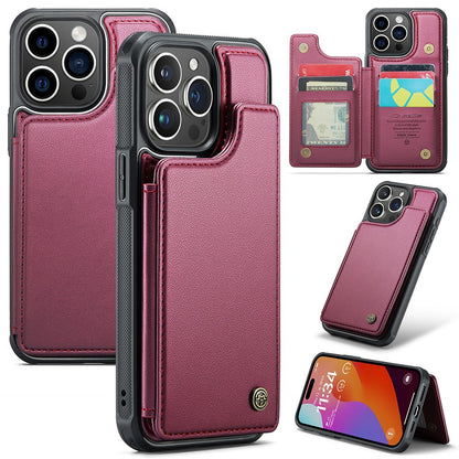 For iPhone 15 Pro Max Phone Case CASEME C22 Leather Back Cover with RFID Blocking Card Slots