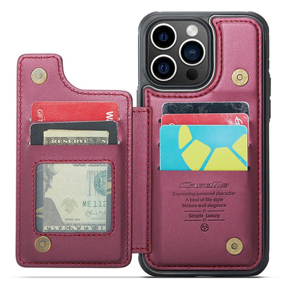 For iPhone 15 Pro Max Phone Case CASEME C22 Leather Back Cover with RFID Blocking Card Slots