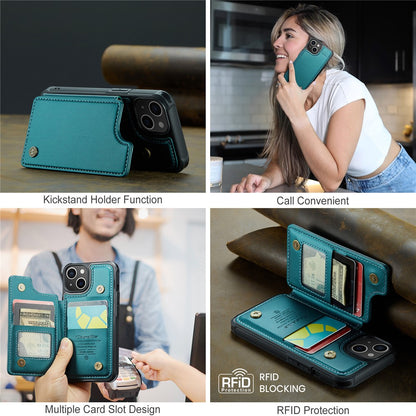 For iPhone 15 Phone Case CASEME C22 Leather Back Cover with RFID Blocking Card Slots