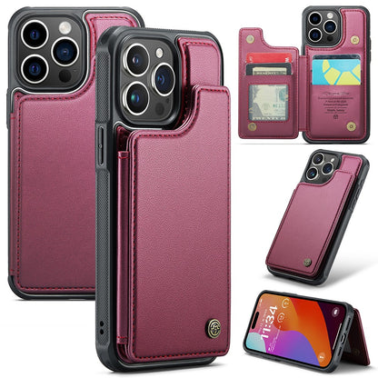 For iPhone 15 Pro Phone Case CASEME C22 Leather Back Cover with RFID Blocking Card Slots