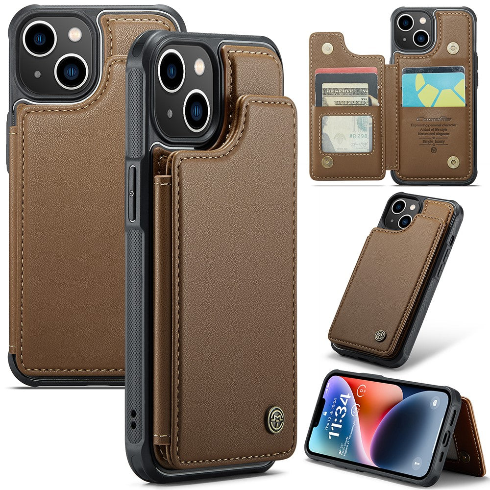 For iPhone 14 Phone Case CASEME C22 Leather Back Cover with RFID Blocking Card Slots
