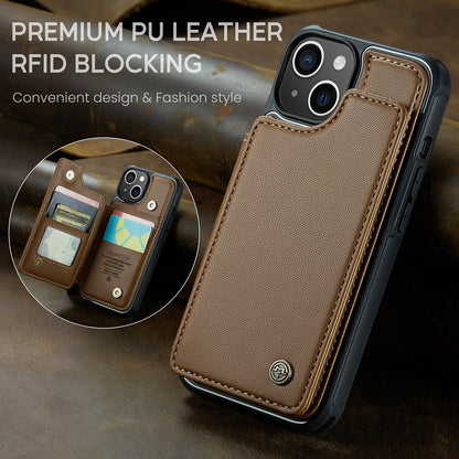 For iPhone 14 Phone Case CASEME C22 Leather Back Cover with RFID Blocking Card Slots