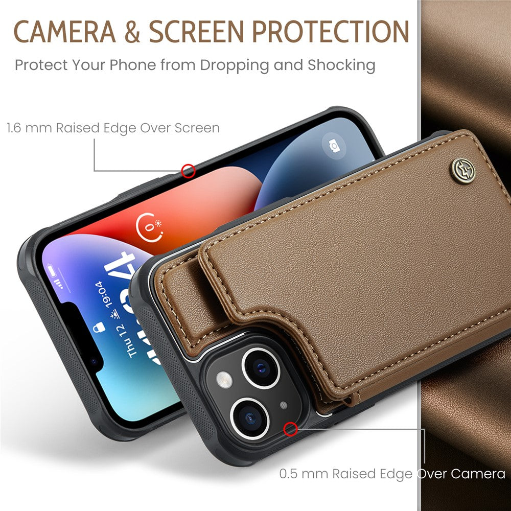 For iPhone 14 Phone Case CASEME C22 Leather Back Cover with RFID Blocking Card Slots