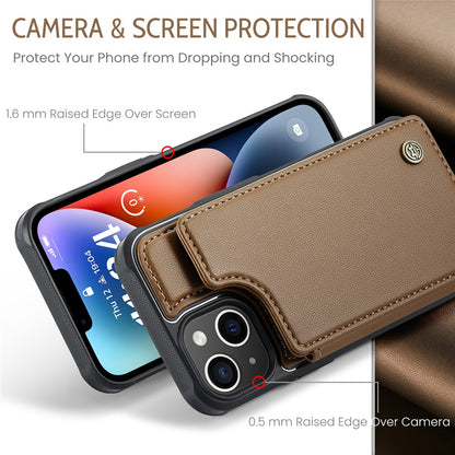 For iPhone 14 Phone Case CASEME C22 Leather Back Cover with RFID Blocking Card Slots