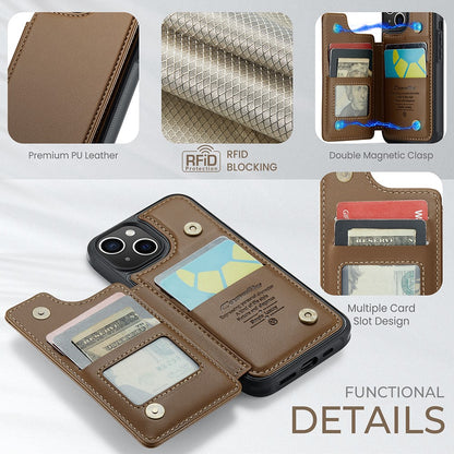 For iPhone 14 Phone Case CASEME C22 Leather Back Cover with RFID Blocking Card Slots