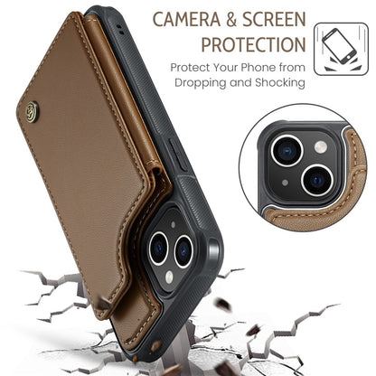 For iPhone 14 Phone Case CASEME C22 Leather Back Cover with RFID Blocking Card Slots