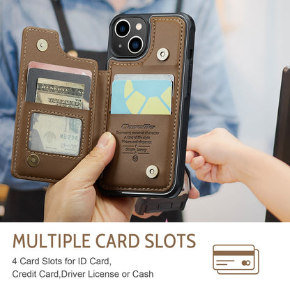 For iPhone 14 Phone Case CASEME C22 Leather Back Cover with RFID Blocking Card Slots