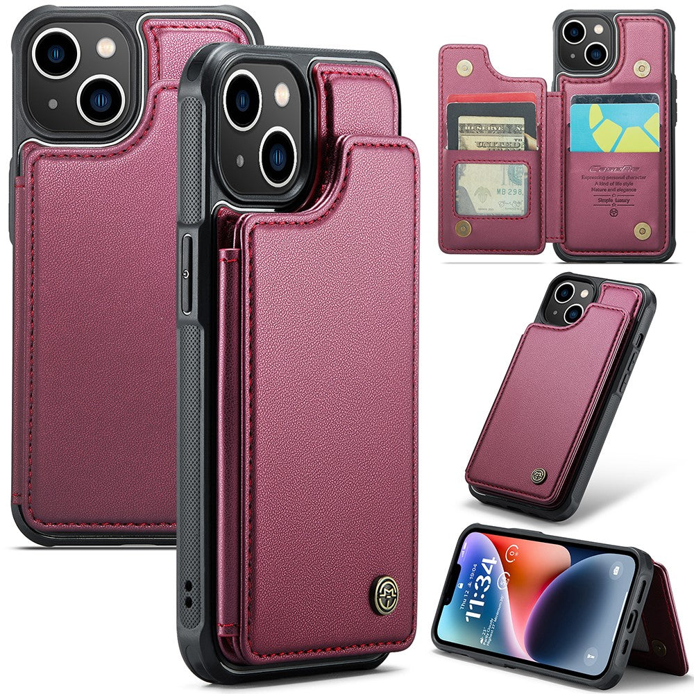 For iPhone 14 Phone Case CASEME C22 Leather Back Cover with RFID Blocking Card Slots