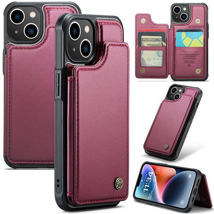 For iPhone 14 Phone Case CASEME C22 Leather Back Cover with RFID Blocking Card Slots