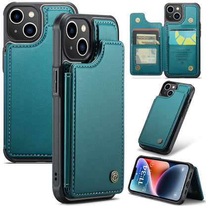 For iPhone 14 Phone Case CASEME C22 Leather Back Cover with RFID Blocking Card Slots
