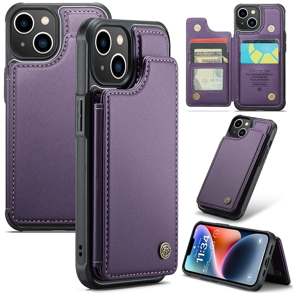 For iPhone 14 Phone Case CASEME C22 Leather Back Cover with RFID Blocking Card Slots