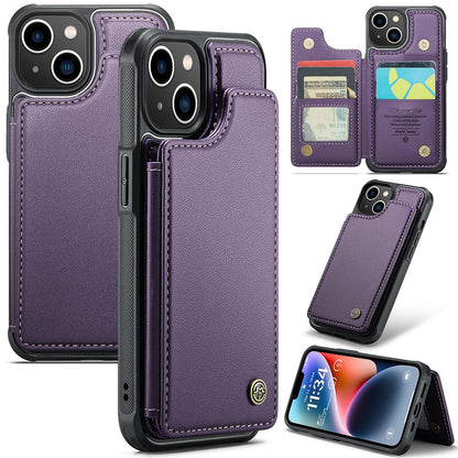 For iPhone 14 Phone Case CASEME C22 Leather Back Cover with RFID Blocking Card Slots
