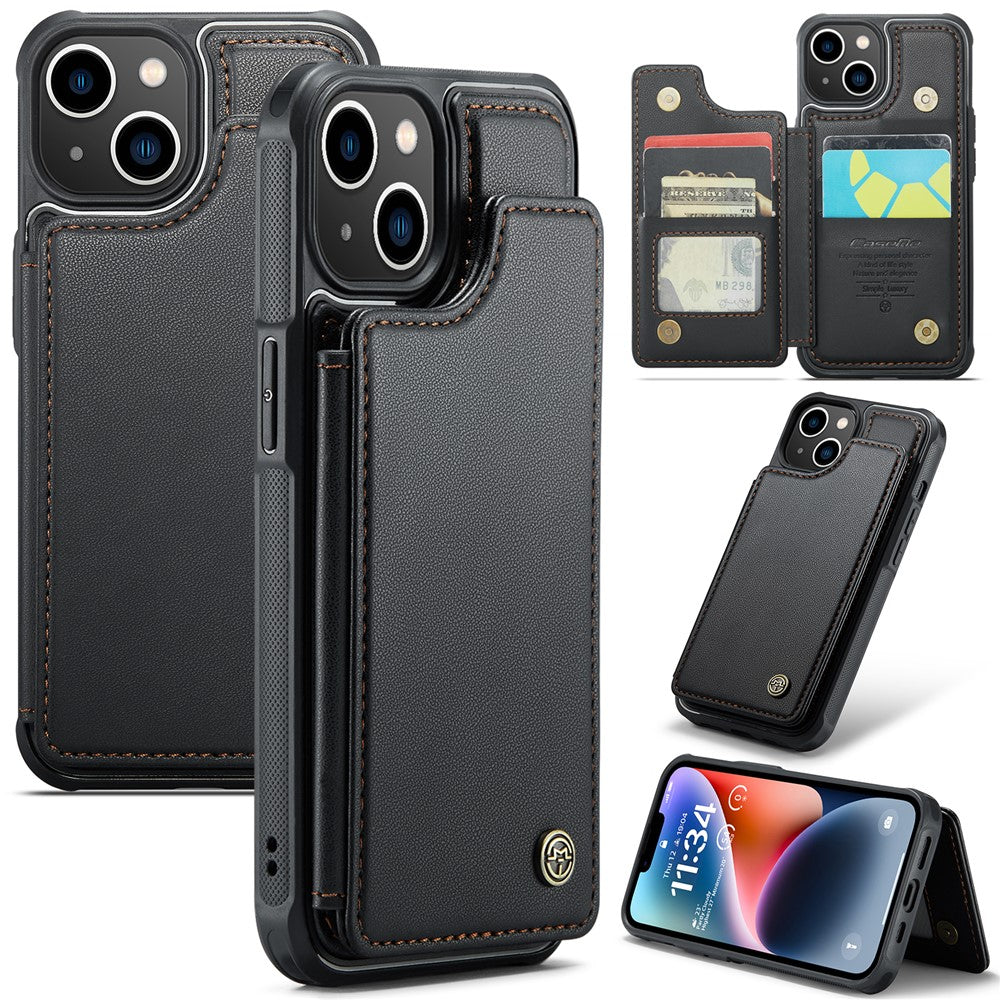 For iPhone 14 Phone Case CASEME C22 Leather Back Cover with RFID Blocking Card Slots