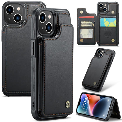 For iPhone 14 Phone Case CASEME C22 Leather Back Cover with RFID Blocking Card Slots