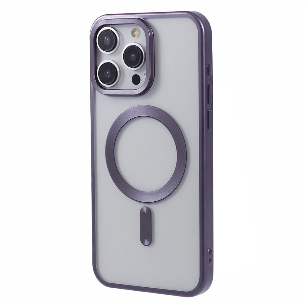 For iPhone 15 Pro Magnetic Case Matte Electroplating TPU Phone Back Shell Compatible with MagSafe