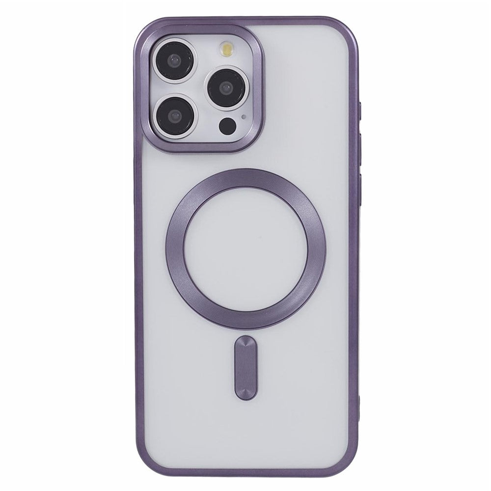 For iPhone 15 Pro Magnetic Case Matte Electroplating TPU Phone Back Shell Compatible with MagSafe