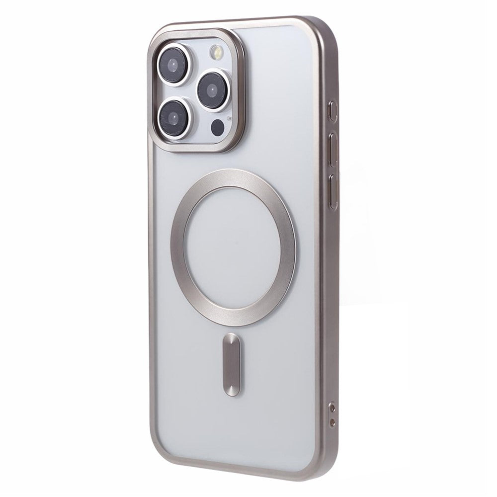 For iPhone 15 Pro Magnetic Case Matte Electroplating TPU Phone Back Shell Compatible with MagSafe