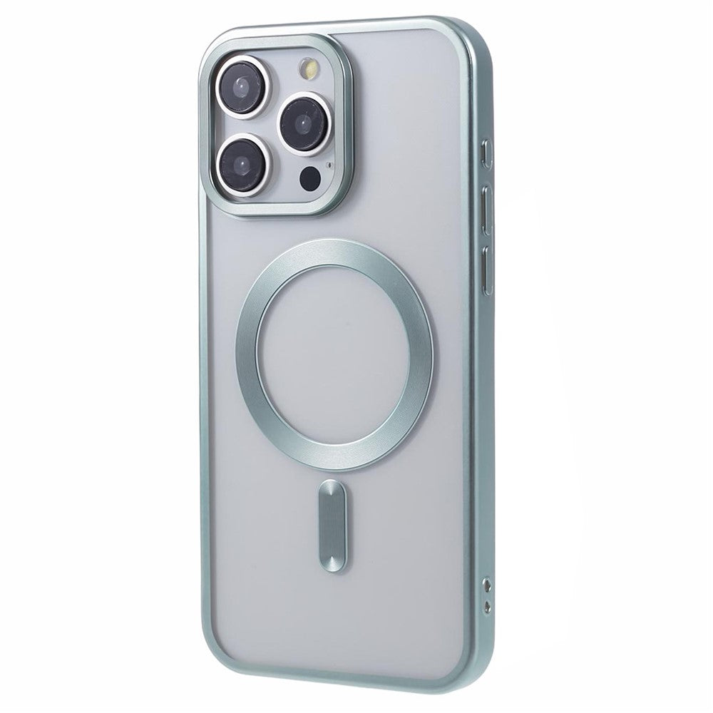 For iPhone 15 Pro Magnetic Case Matte Electroplating TPU Phone Back Shell Compatible with MagSafe