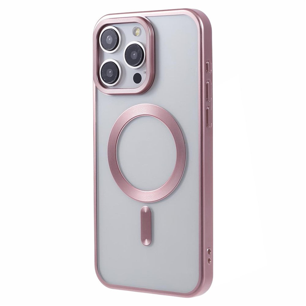 For iPhone 15 Pro Magnetic Case Matte Electroplating TPU Phone Back Shell Compatible with MagSafe