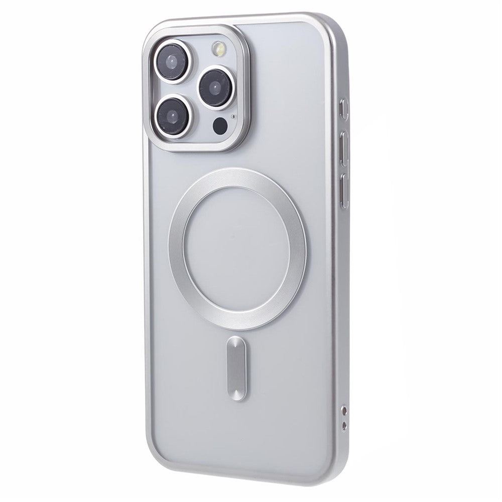For iPhone 15 Pro Magnetic Case Matte Electroplating TPU Phone Back Shell Compatible with MagSafe