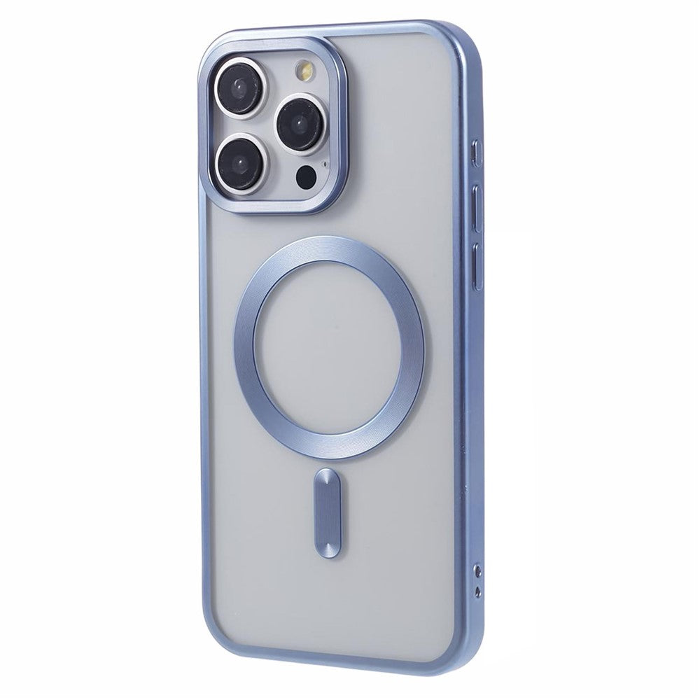 For iPhone 15 Pro Magnetic Case Matte Electroplating TPU Phone Back Shell Compatible with MagSafe