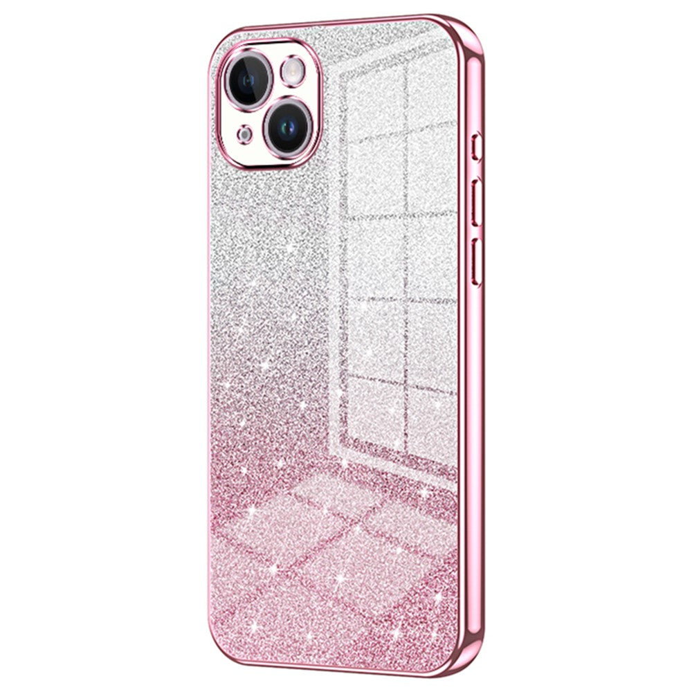 For iPhone 14 Plus Cell Phone Case Glitter Precise Cutout Electroplating TPU Cover