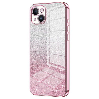For iPhone 14 Plus Cell Phone Case Glitter Precise Cutout Electroplating TPU Cover