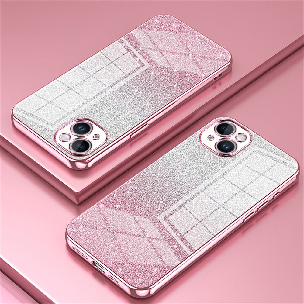 For iPhone 14 Plus Cell Phone Case Glitter Precise Cutout Electroplating TPU Cover