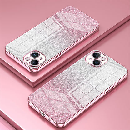 For iPhone 14 Plus Cell Phone Case Glitter Precise Cutout Electroplating TPU Cover