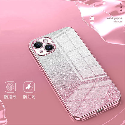 For iPhone 14 Plus Cell Phone Case Glitter Precise Cutout Electroplating TPU Cover