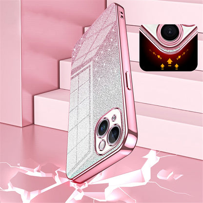 For iPhone 14 Plus Cell Phone Case Glitter Precise Cutout Electroplating TPU Cover