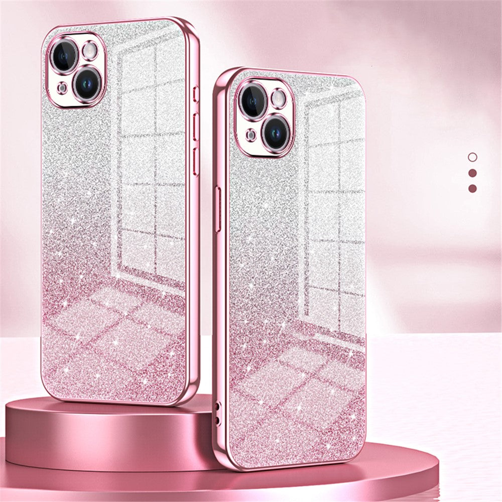 For iPhone 14 Plus Cell Phone Case Glitter Precise Cutout Electroplating TPU Cover