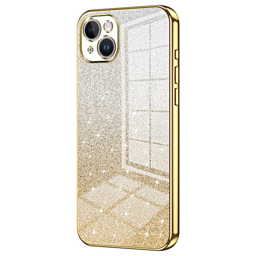 For iPhone 14 Plus Cell Phone Case Glitter Precise Cutout Electroplating TPU Cover