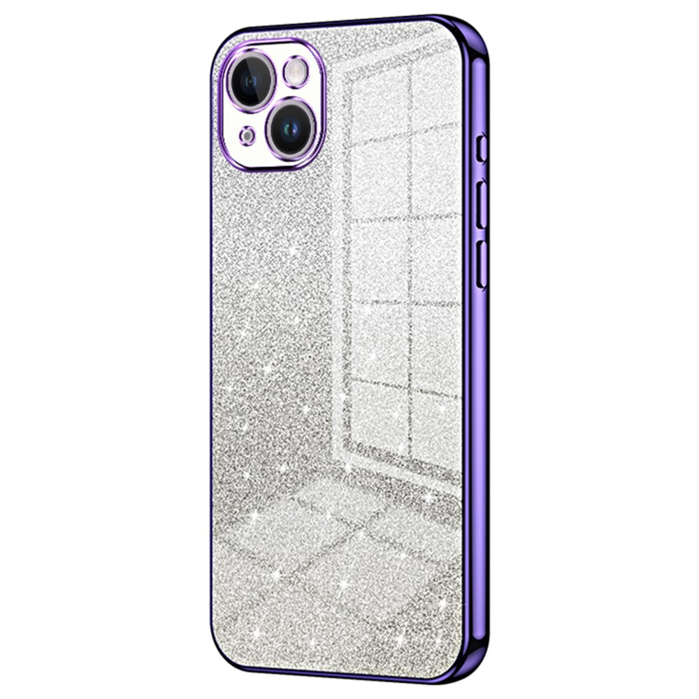 For iPhone 14 Plus Cell Phone Case Glitter Precise Cutout Electroplating TPU Cover