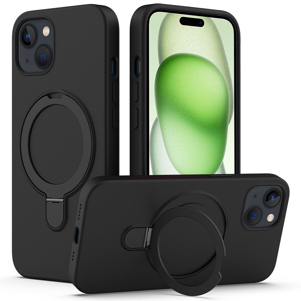 For iPhone 15 Magnetic Phone Case Ring Holder Kickstand Back Cover