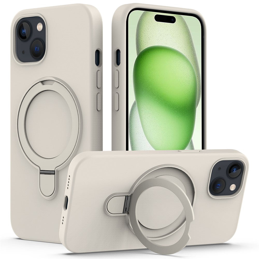 For iPhone 15 Magnetic Phone Case Ring Holder Kickstand Back Cover