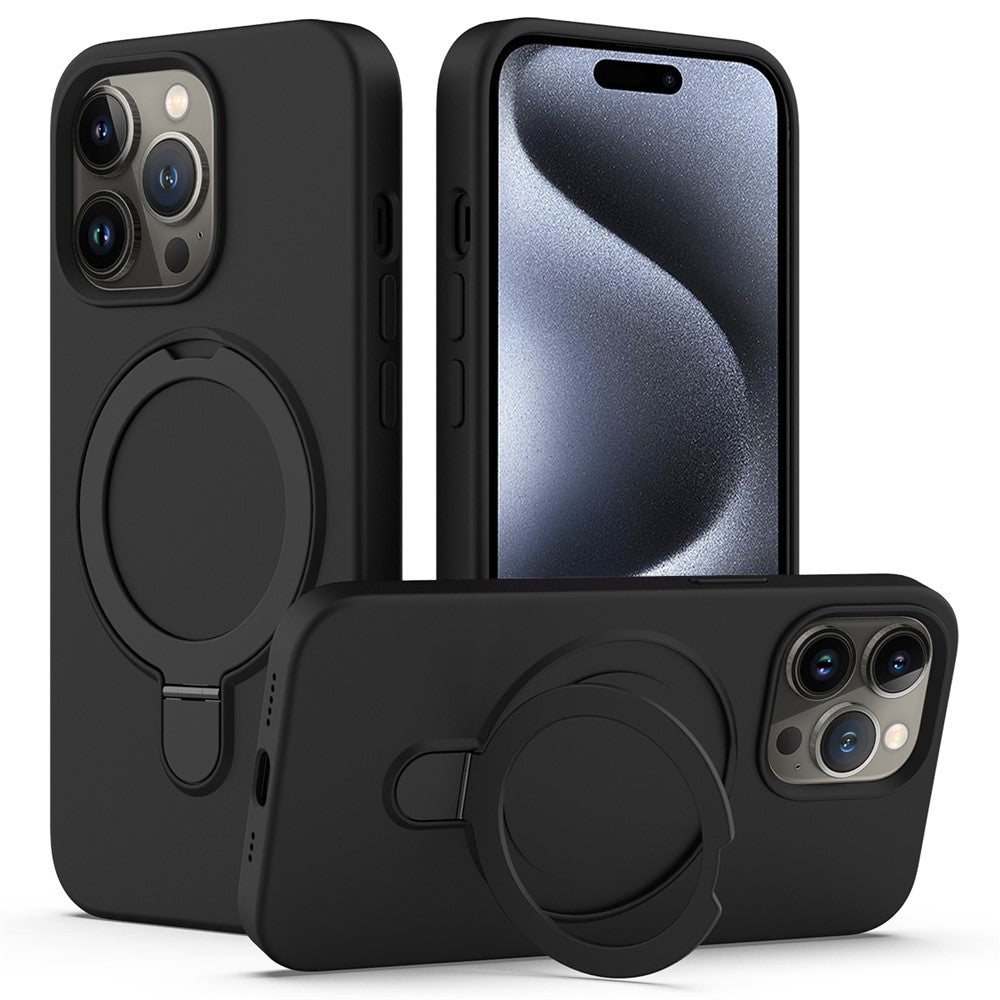 For iPhone 15 Pro Magnetic Case Ring Kickstand Anti-drop Phone Cover