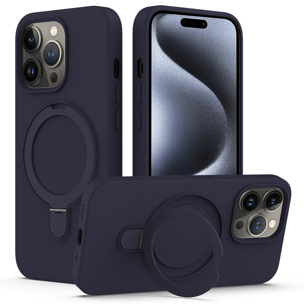For iPhone 15 Pro Magnetic Case Ring Kickstand Anti-drop Phone Cover