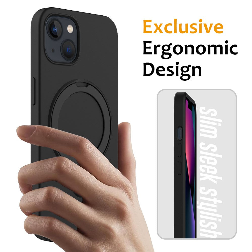 For iPhone 14 Plus Kickstand Case PC + Silicone Phone Cover Compatible with MagSafe