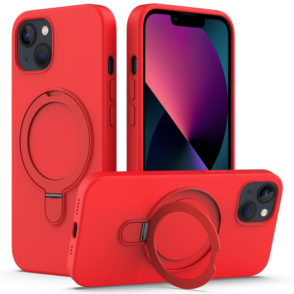 For iPhone 14 Plus Kickstand Case PC + Silicone Phone Cover Compatible with MagSafe