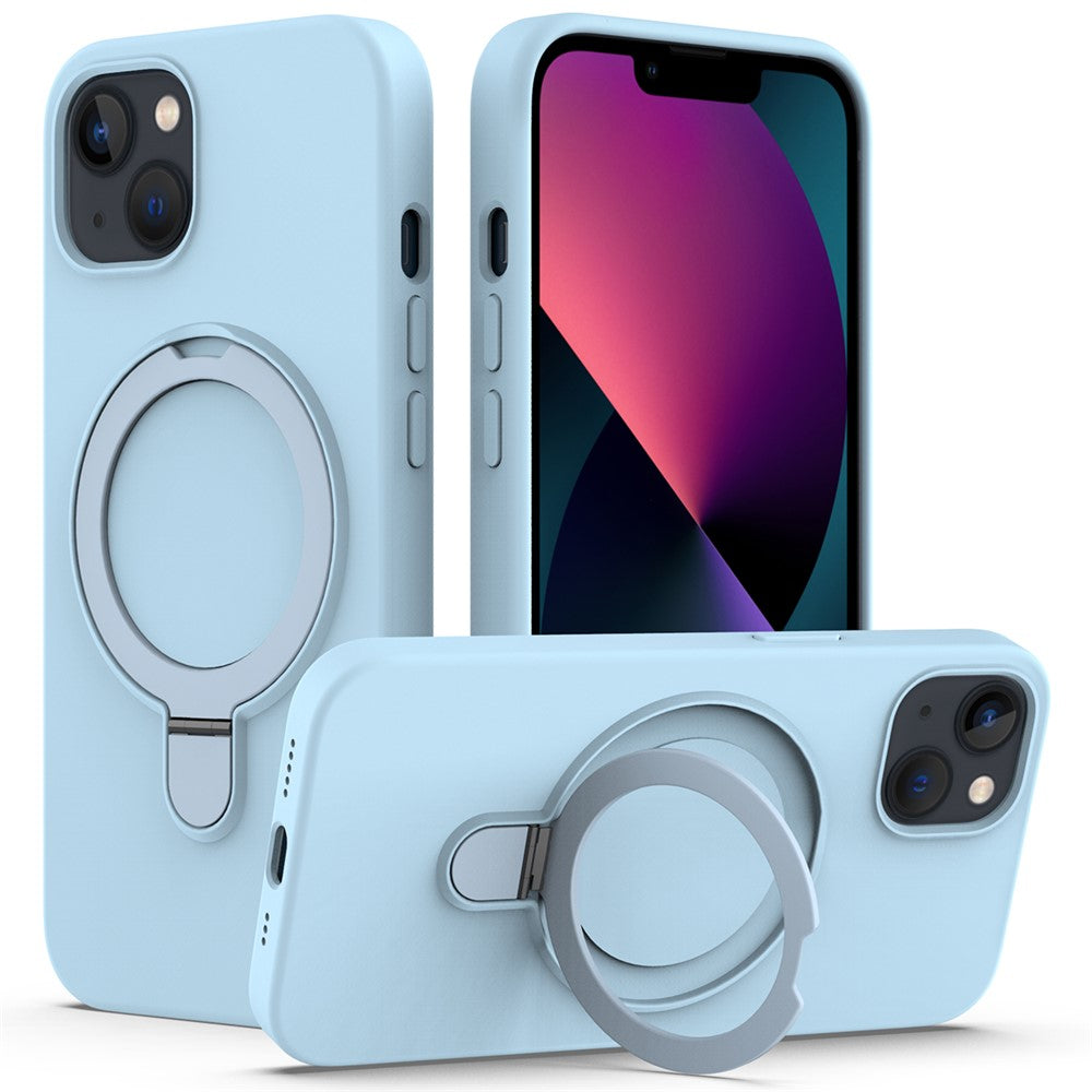 For iPhone 14 Plus Kickstand Case PC + Silicone Phone Cover Compatible with MagSafe