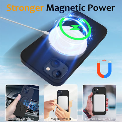 For iPhone 14 Magnetic Case Ring Holder Kickstand Cover Compatible with MagSafe