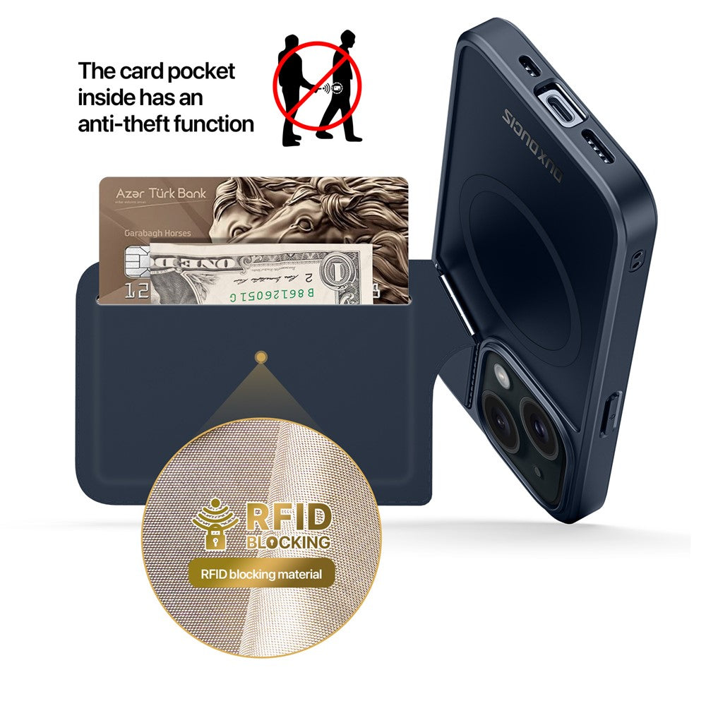 DUX DUCIS Rafi II Series for iPhone 15 Plus Kickstand Case Magnetic Phone Cover Card Holder