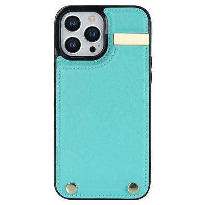 For iPhone 15 Pro Max Case TPU+PU Leather+Metal Hardware Phone Cover with Card Holder