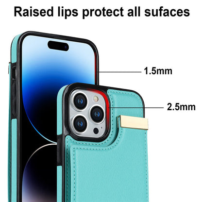 For iPhone 15 Pro Max Case TPU+PU Leather+Metal Hardware Phone Cover with Card Holder