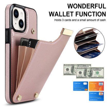 For iPhone 14 Plus Case TPU+PU Leather+Metal Mobile Phone Cover with Card Holder