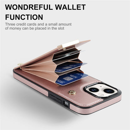 For iPhone 14 Plus Case TPU+PU Leather+Metal Mobile Phone Cover with Card Holder